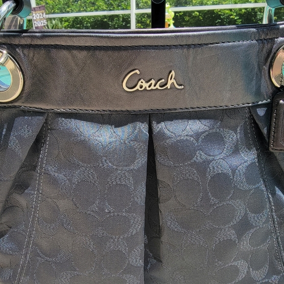 Coach Ashley Medium Jacquard Fabric Signature "C" Charcoal Crossbody Bag - Picture 9 of 16